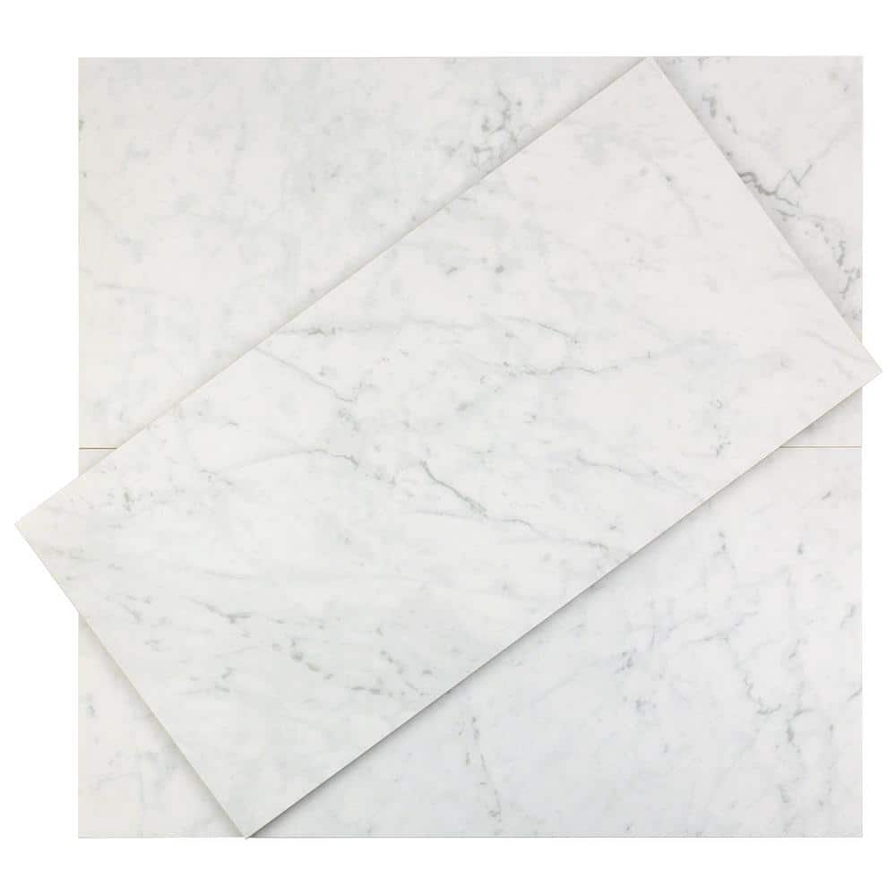 Large Format White Porcelain Marble Look Floor and Wall Tile