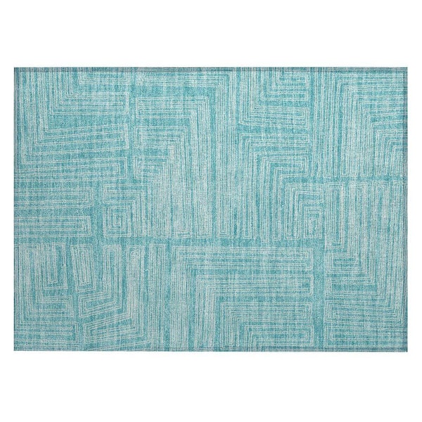 Chantille Machine Washable Indoor/Outdoor Abstract ACN1045 Turquoise 1 ft. 8 in. x 2 ft. 6 in. Area Rug