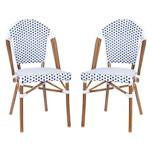 White Aluminum Outdoor Dining Chair in White Set of 2