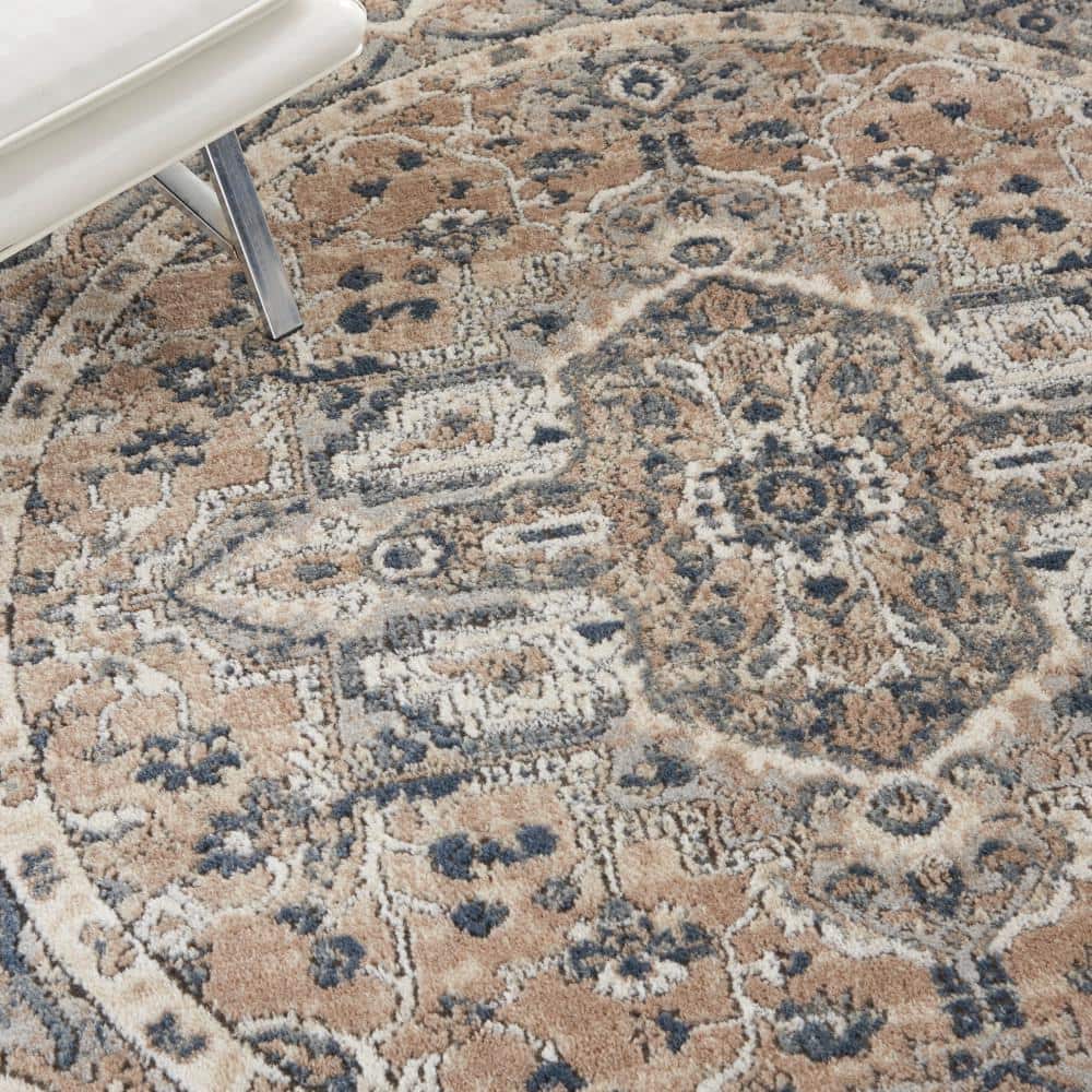 Concerto Beige and Gray Round Persian Area Rug
