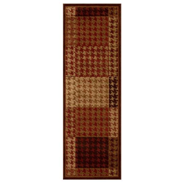 SUPERIOR Natte Mocha 2 ft. 6 in. x 10 ft. Abstract Checkered Geometric Indoor Runner Rug