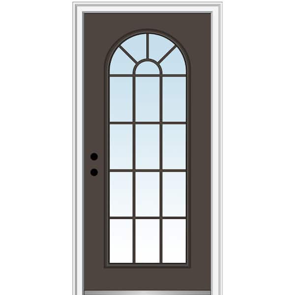 MMI Door 36 in. x 80 in. Right-Hand Inswing Full Lite Round Top Clear Classic Painted Steel Prehung Front Door