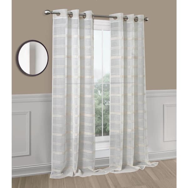 Dainty Home Horizons Linen 76" x 84" Striped Panel Pair
