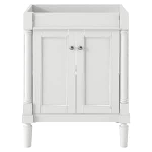 24 in. x 18 in. x 34 in. Bath Vanity Solid Wood Frame Freestanding 2-Tier Storage Cabinet in White, No Basin Sink