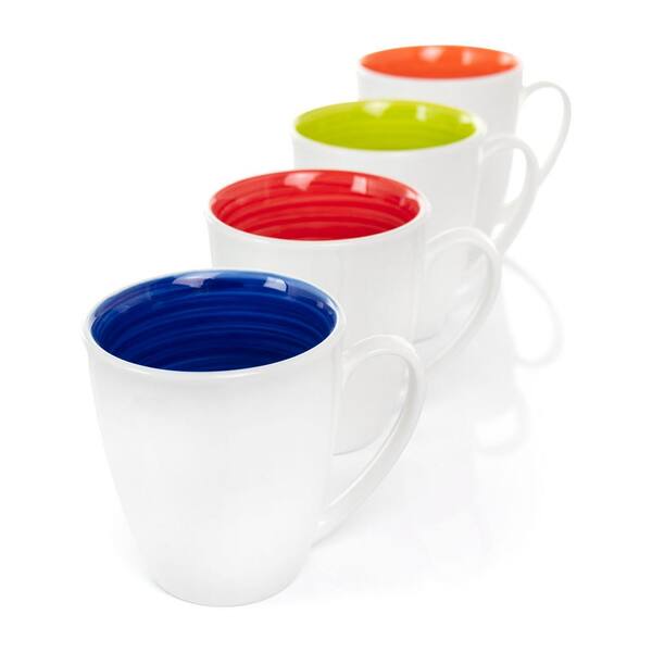 Wholesale 4pc Simply Home Mug Set W/ Stand- 11oz- 4 Asst. GREY RED WHITE  BLUE