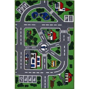 Fun Time Streets Multi Colored 5 ft. x 8 ft. Area Rug