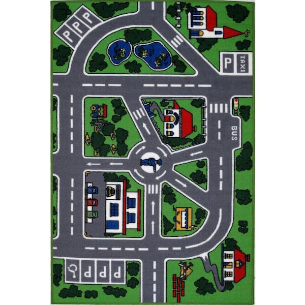 LA Rug Fun Time Streets Multi Colored 2 ft. x 2 ft. Area Rug