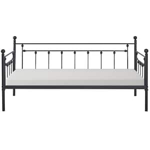 Black Daybed Victorian Style Multifunctional Metal Platform with Headboard, Frame Twin Size Mattress Foundation Daybed