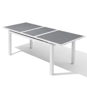 Rectangle Aluminum Outdoor Dining Table with Extension in Gray