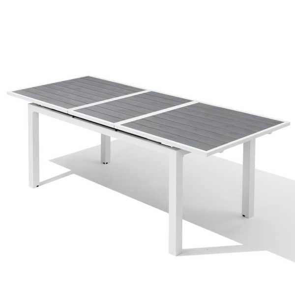 Crestlive Products 83 in. Rectangular Aluminum Outdoor Dining Table with Extension Gray Top