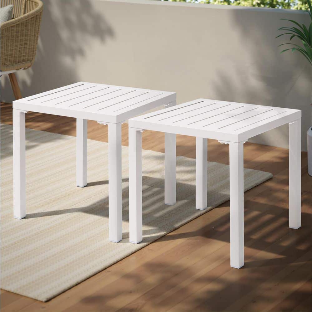 Square Aluminum Outdoor Side Table in White (Set of 2) price history on PriceWatchPro