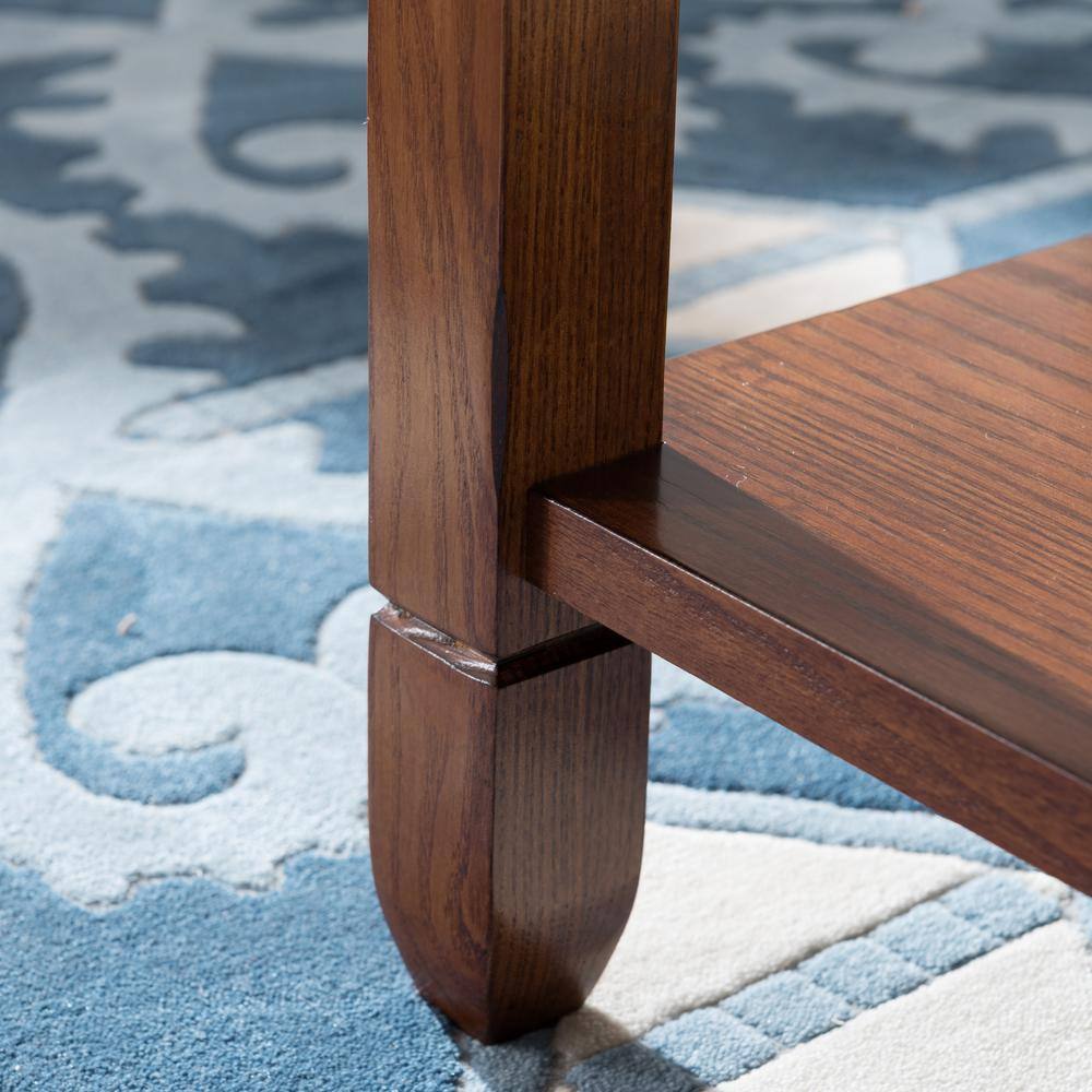 Rustic Oak Rectangular Coffee Table with Slate Details