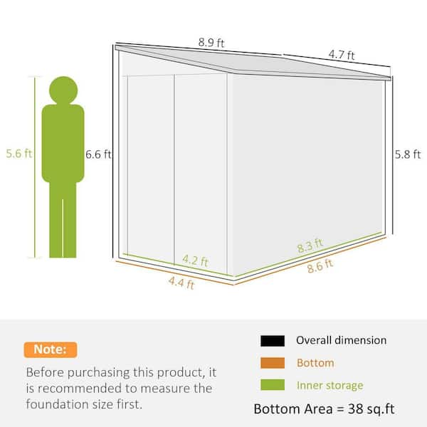 Zeus & Ruta 9 ft. W x 5 ft. D Dark Gray Metal Garden Shed for