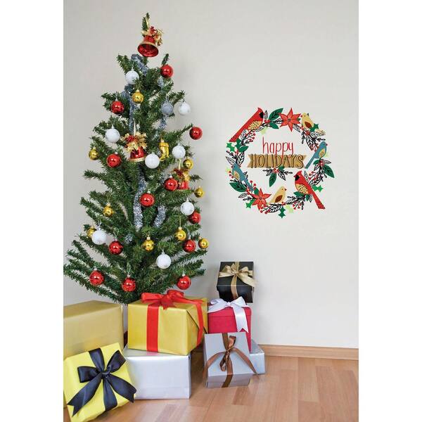 WallPops 20 in. x 20 in. Happy Holidays Wreath Small Wall Art Kit