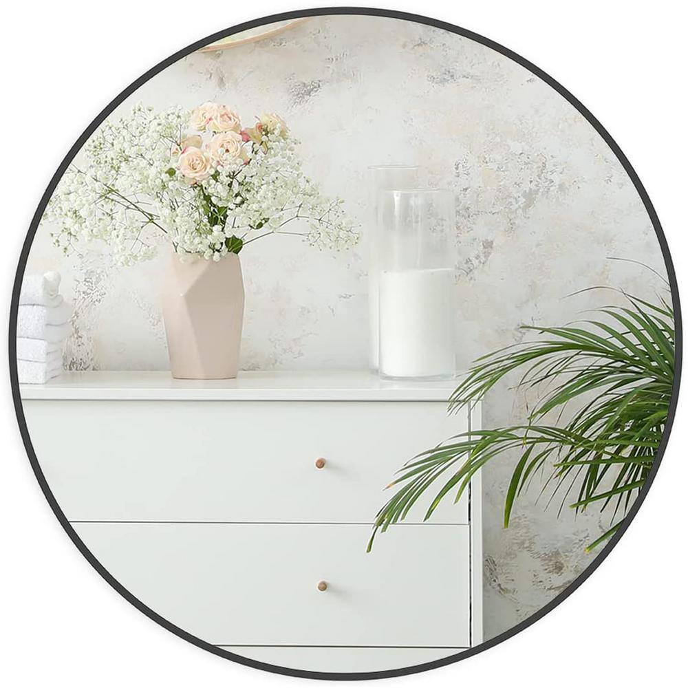 Black 24-Inch Round Metal Framed Dresser Mirror