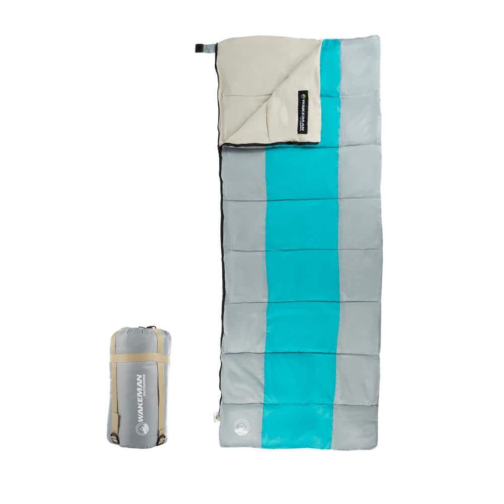 Wakeman Outdoors Lightweight Sleeping Bag with Carrying Bag and Compression  Straps in Turquoise/Gray HW4700048 - The Home Depot