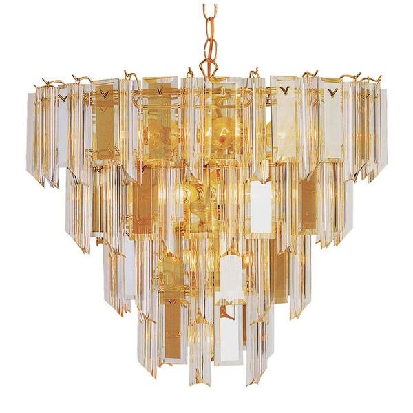 Bel Air Lighting Stewart 13-Light Bronze Chandelier with Beveled Acrylic Crystal Shades