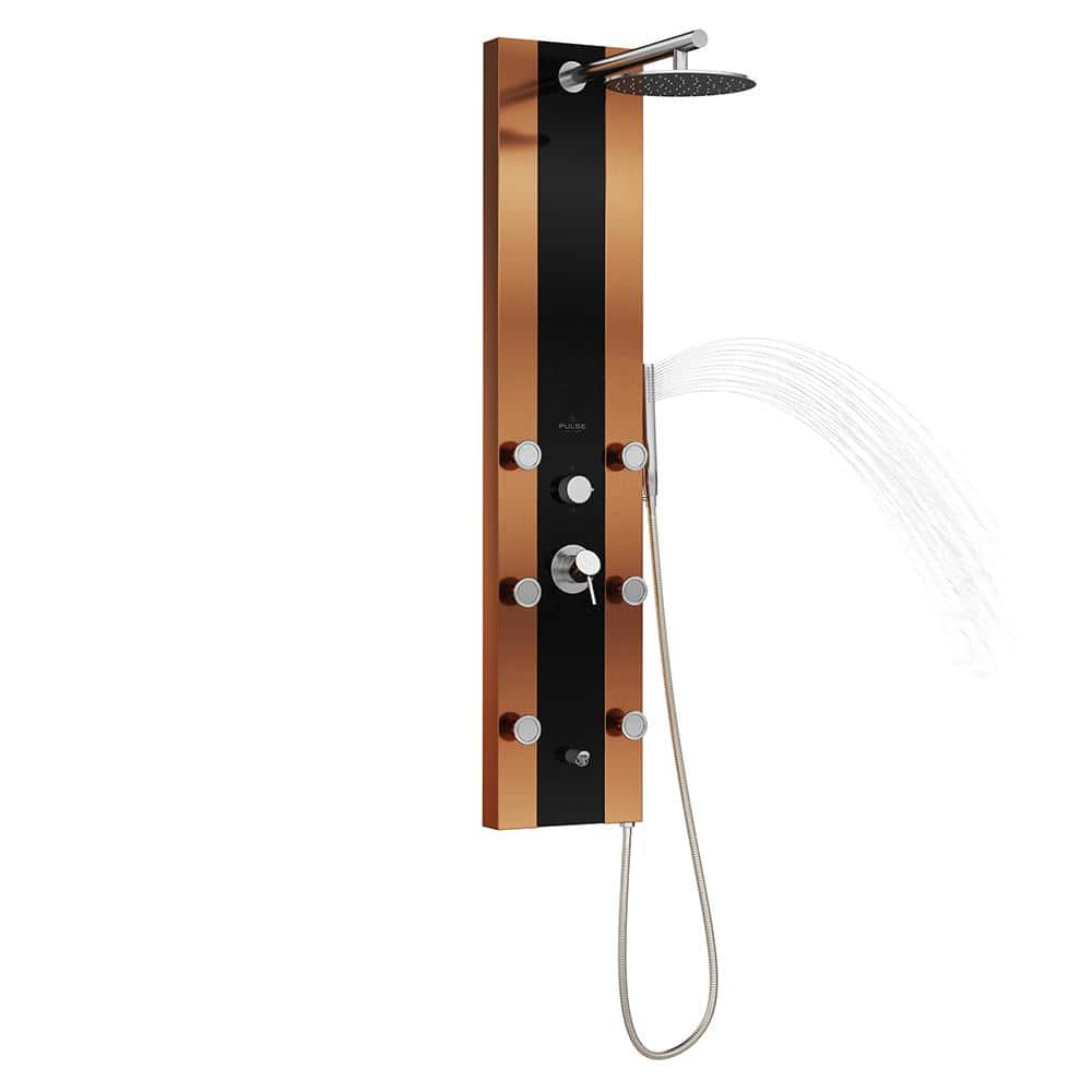 Rio Black and Bronze Stainless Steel Shower Panel with Rain Showerhead
