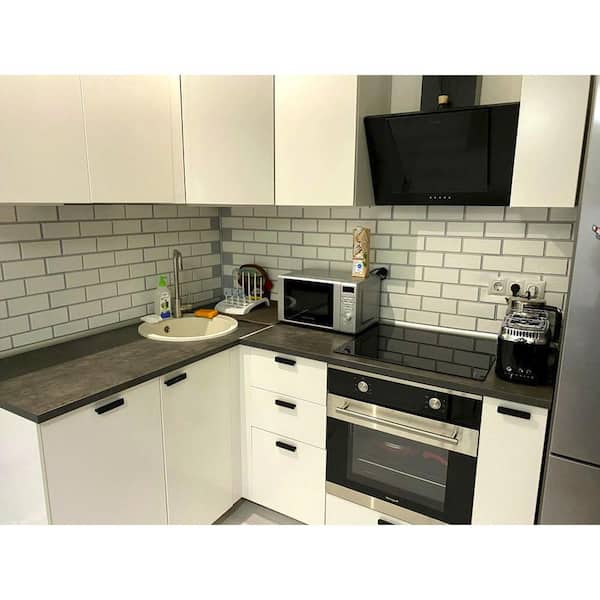 3D Falkirk Retro IV 23 in. x 23 in. Grey White Faux Brick PVC Decorative Wall Paneling