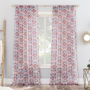 51 in. W x 63 in. L Trixie Medallion Print Sheer Rod Pocket Curtain Panel in Multicolored