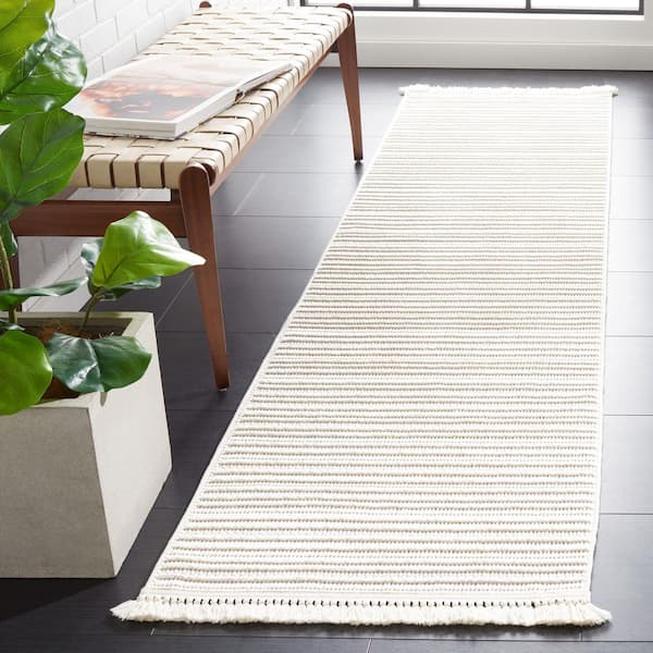 Camden 2 ft. x 8 ft. Ivory Striped High-Low Runner Rug