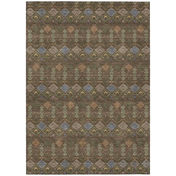 Chantille Machine Washable Indoor/Outdoor Abstract ACN2487 Chocolate 10 ft. x 14 ft. Area Rug