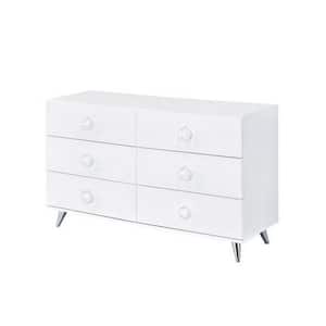 47 in. White 6-Drawer Wooden Dresser Without Mirror