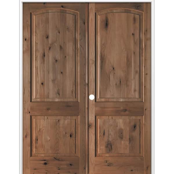 Krosswood Doors 64 in. x 96 in. Rustic Knotty Alder 2-Panel Right ...
