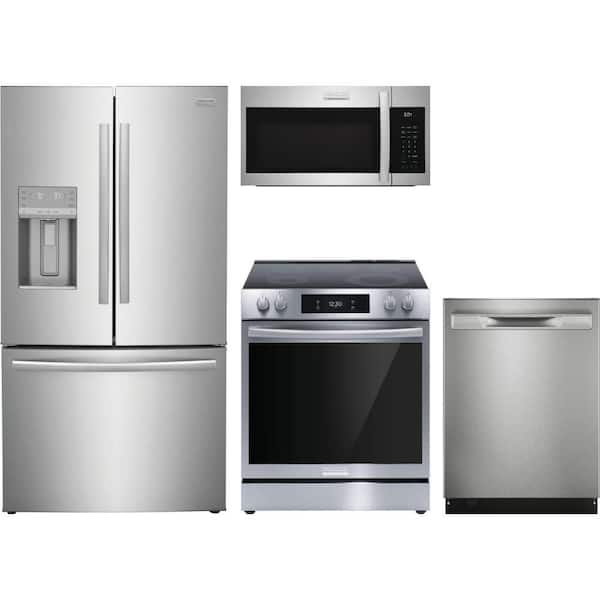 Gallery 23 cu. ft. Stainless Steel French Door Refrigerator with Freestanding Range and Dishwasher with 7 Cycles
