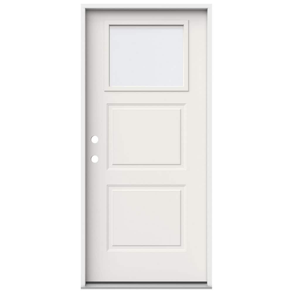 36 in. x 80 in. 2 Panel Right-Hand/Inswing 1/4 Lite Clear Glass White Steel Prehung Front Door price history on PriceWatchPro