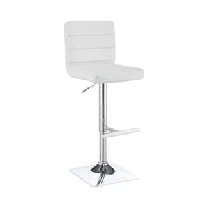 36 in. White and Chrome Channel Tufted Back Metal Frame Adjustable Bar Stool (Set of 2)