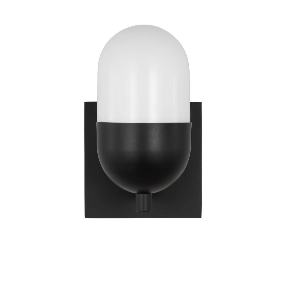 Midnight Black Milk Glass Wall Sconce Light