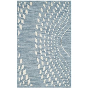 Bella Blue/Ivory Doormat 3 ft. x 4 ft. Floral Area Rug