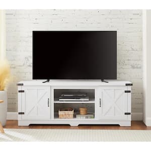 63 in. W White High Gloss TV Stand Cabinet with LED Lights Fits TV's up to 63 in. W