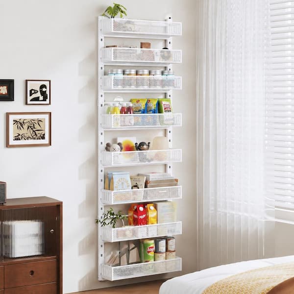 KHKFY 8-Tier White Heavy-Duty Metal Over-the-Door or Wall-Mount