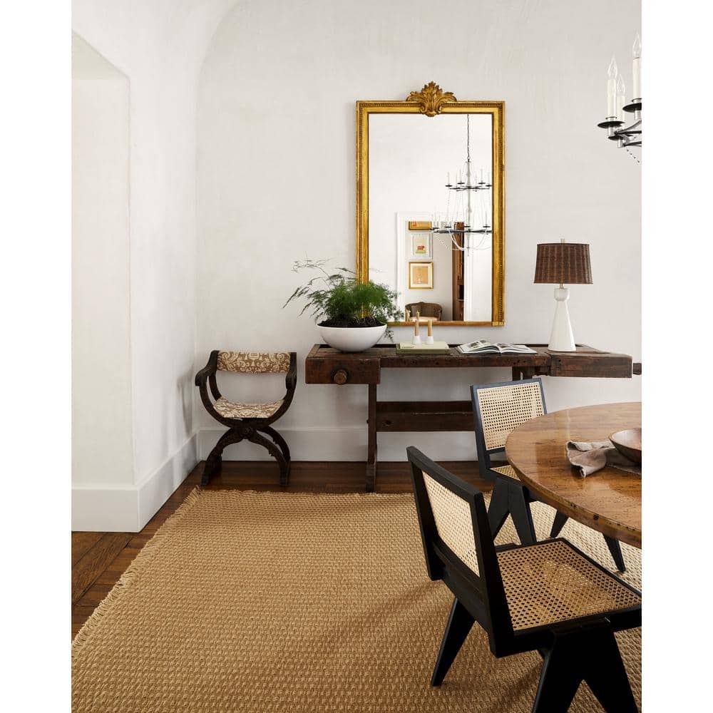 Kimi Light Brown Textured Polypropylene and Jute Runner Rug