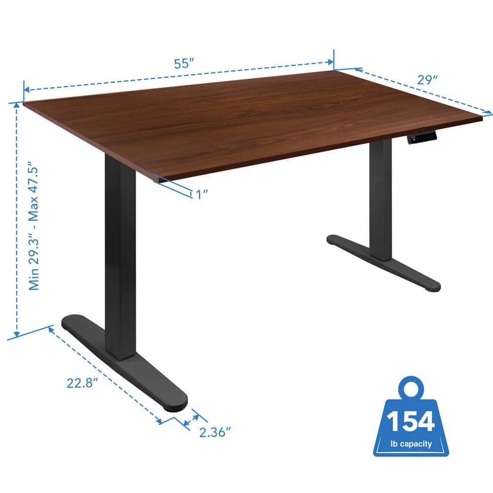 Hazelnut and Black Adjustable Electric Standing Desk with Steel Frame