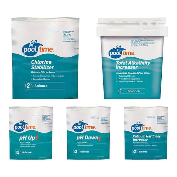 Above Ground Pool Start‑Up & Balancer Kit for New Fill – Stabilizer, Alkalinity, pH & Calcium Adjusters