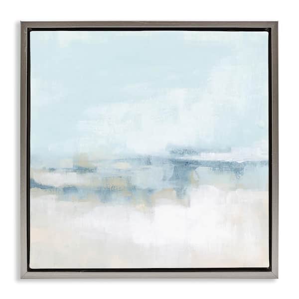 Abstract Cloudy Landscape Blue Fog by June Erica Vess Gray Floater Frame Graphic Art Print Abstract 25 in. x 25 in.