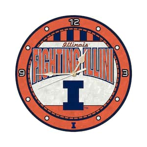 NCAA - 12 in. Illinois Art Glass Clock