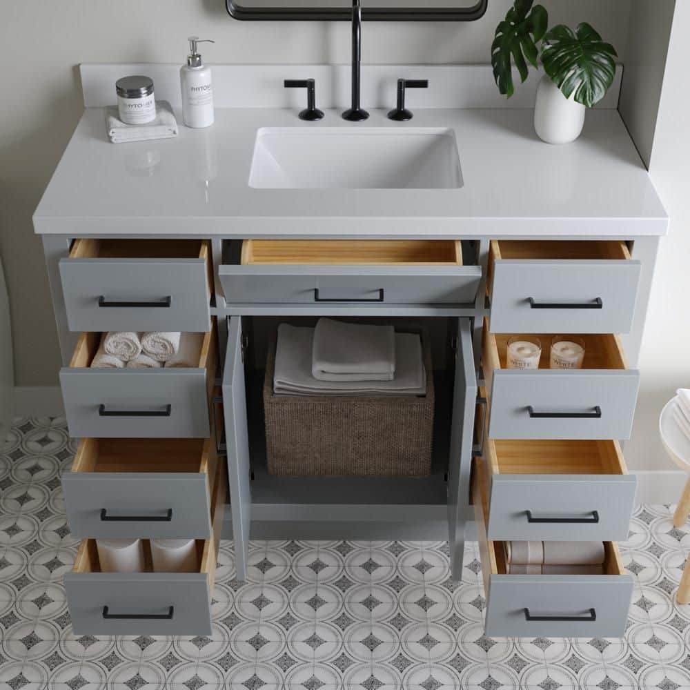 Hepburn 49" Grey Hardwood Single Basin Vanity Set