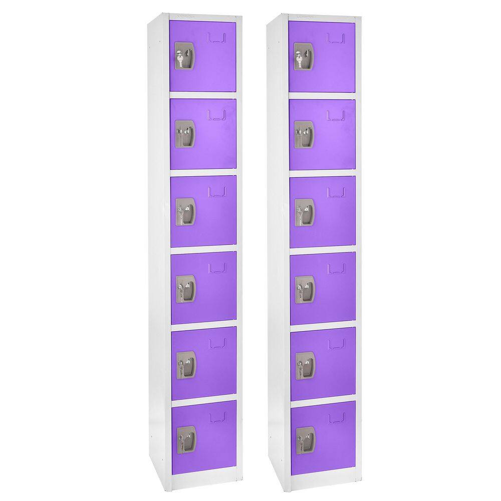 629-Series 72 in. H 6-Tier Steel Key Lock 6-Shelf Storage Locker Free Stand