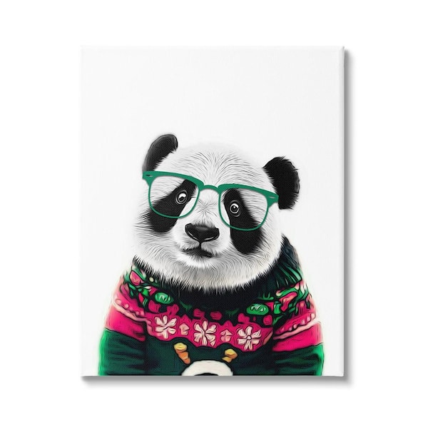 Stupell Industries Panda in Holiday Sweater byAnnalisa Latella 1-Piece Unframed Graphic Print Animal Poster Art Print 20 in. x 16 in.