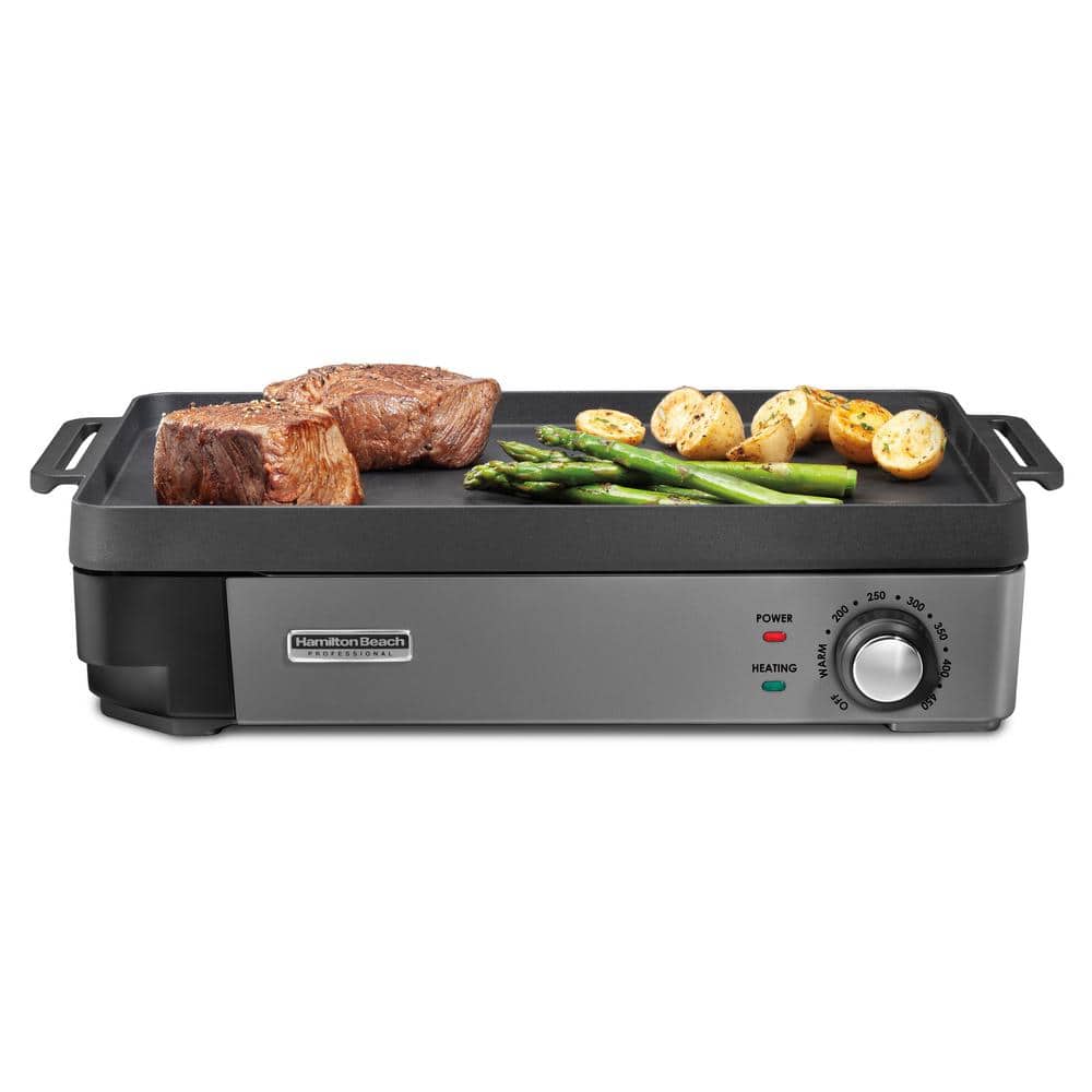 Hamilton Beach Black Cast Iron Electric Griddle with Adjustable Temperature