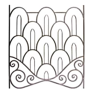 39-3/8 in. x 35-7/16 in. 1/2 in. Square Bar Gonzato Design Scallops Scrolls Design Forged Wrought Iron Raw Railing Panel