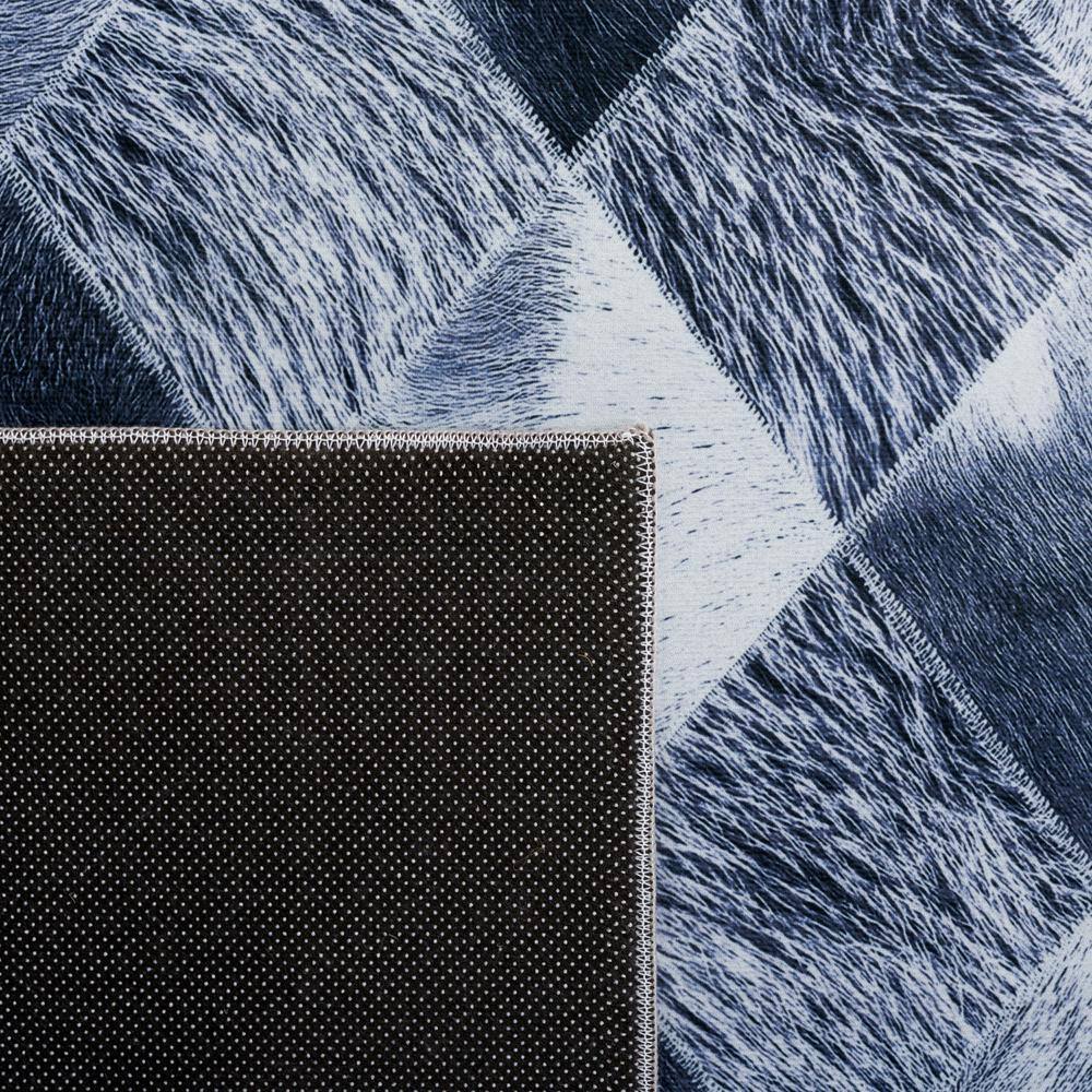 Gray Faux Fur Diamond Pattern Washable Area Rug