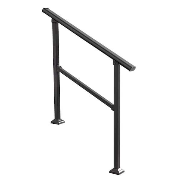 36 in. H x 40 in. W Black Wrought Iron for 2 or 3 Steps Stair Railing Kit