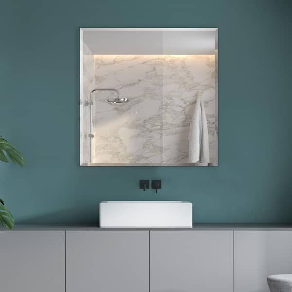 Fab Glass and Mirror Frameless Wall Mirror 20-in W x 30-in H Clear Engraved  Frameless Vanity Mirror at