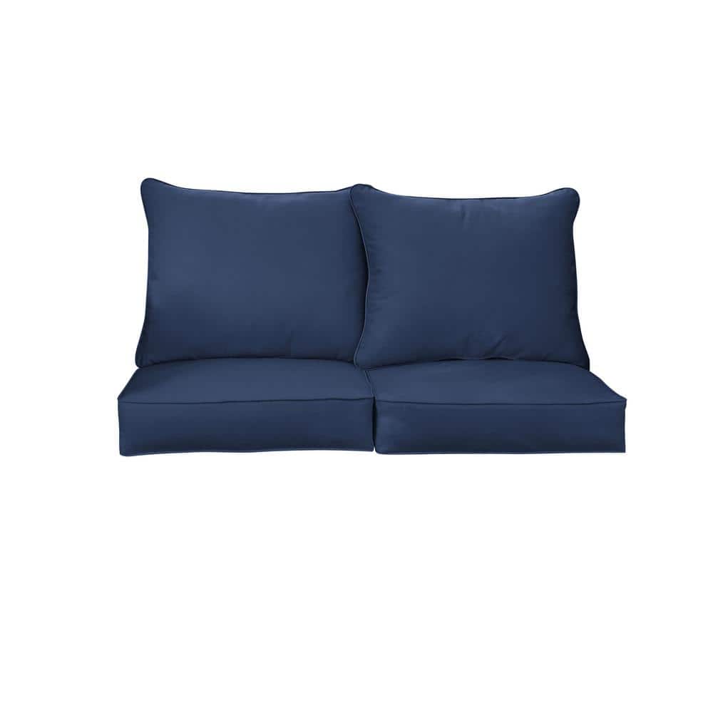 27 in. x 30 in. Sunbrella Canvas Navy Deep Seating Indoor/Outdoor Loveseat Cushion price history on PriceWatchPro
