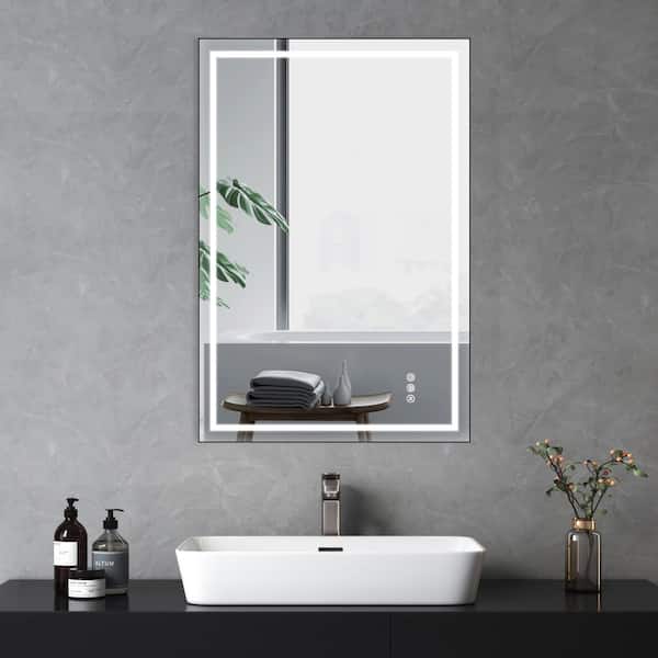 FUNKOL 36 in. W x 24 in. H Rectangular Framed LED Antifog High Lumen Wall Mount Bathroom Vanity Mirror with Memory Function